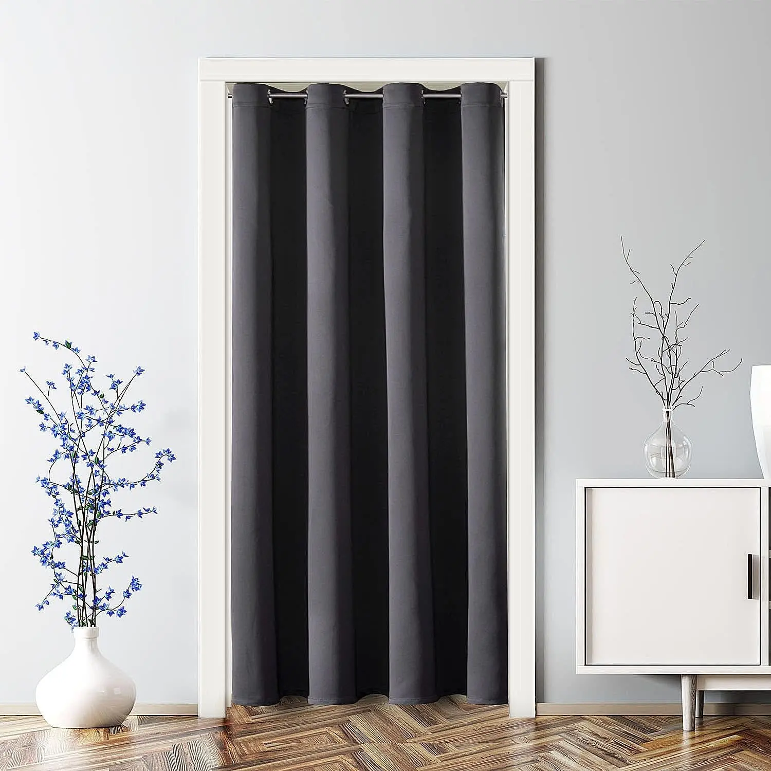 Dark Grey Blackout Grommet Curtains - 1 Panel, 39x78 In, Thermal Insulated Temporary Doorway Cover, Privacy Room Divider for Bedroom Closet Door : Home & Kitchen