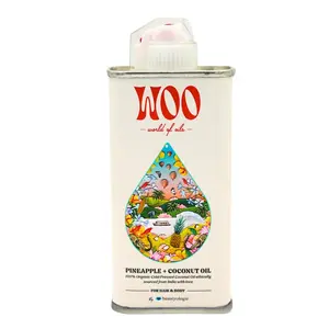 WOO World of Oils Pineapple + Coconut Oil – 100% Organic Cold-Pressed Body Oil for Skin, Hair & Nails | Brightening, Hydrating, Non-Greasy | 3.4 oz TSA-Friendly Tin
