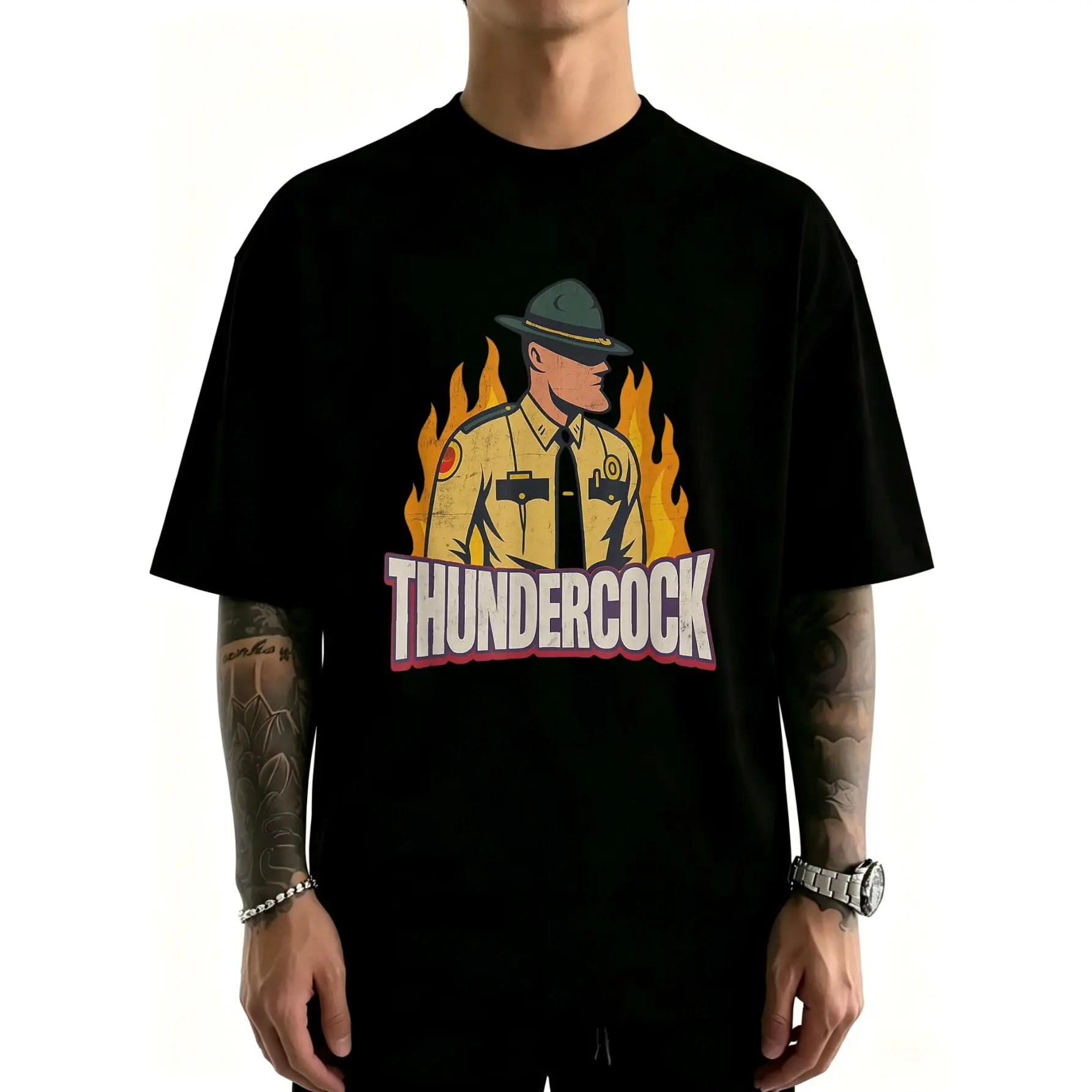 Officer Thundercock Funny Gigachad Meme College Football Gag T-Shirt Unisex Cotton Clothing Streetwear