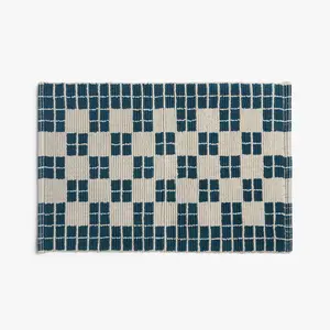 Parachute Cozy 1'6"x2'6" Cotton Tile Tub Mat Cove Rectangle Bathroom Rug Abstract Checkerboard Pattern OEKO-TEX Certified