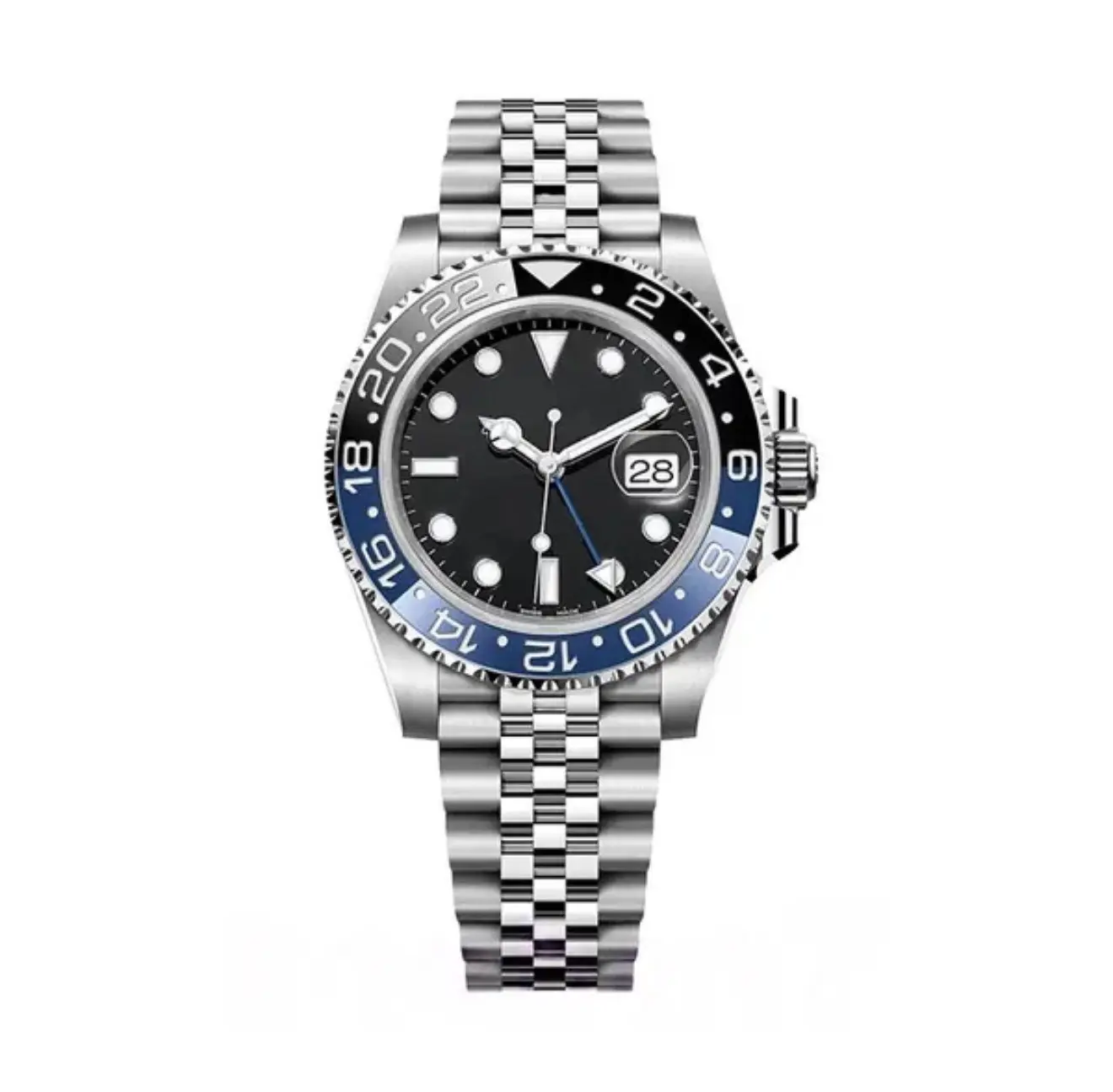 Men's 41MM GMT Luxury-Inspired Mechanical Watch - Stainless Steel Band, Black Bezel, Precision Automatic Waterproof Timepiece, Luxury-Inspired Mechanical Watches