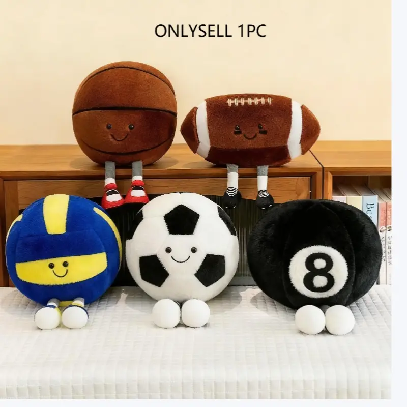 Cute Football Plush Toy Statue, Soft Filled Sports Ball, Creative Soccer Doll, Soft Stuffed Doll, Kids Christmas Gift, Boys Fun Birthday Present