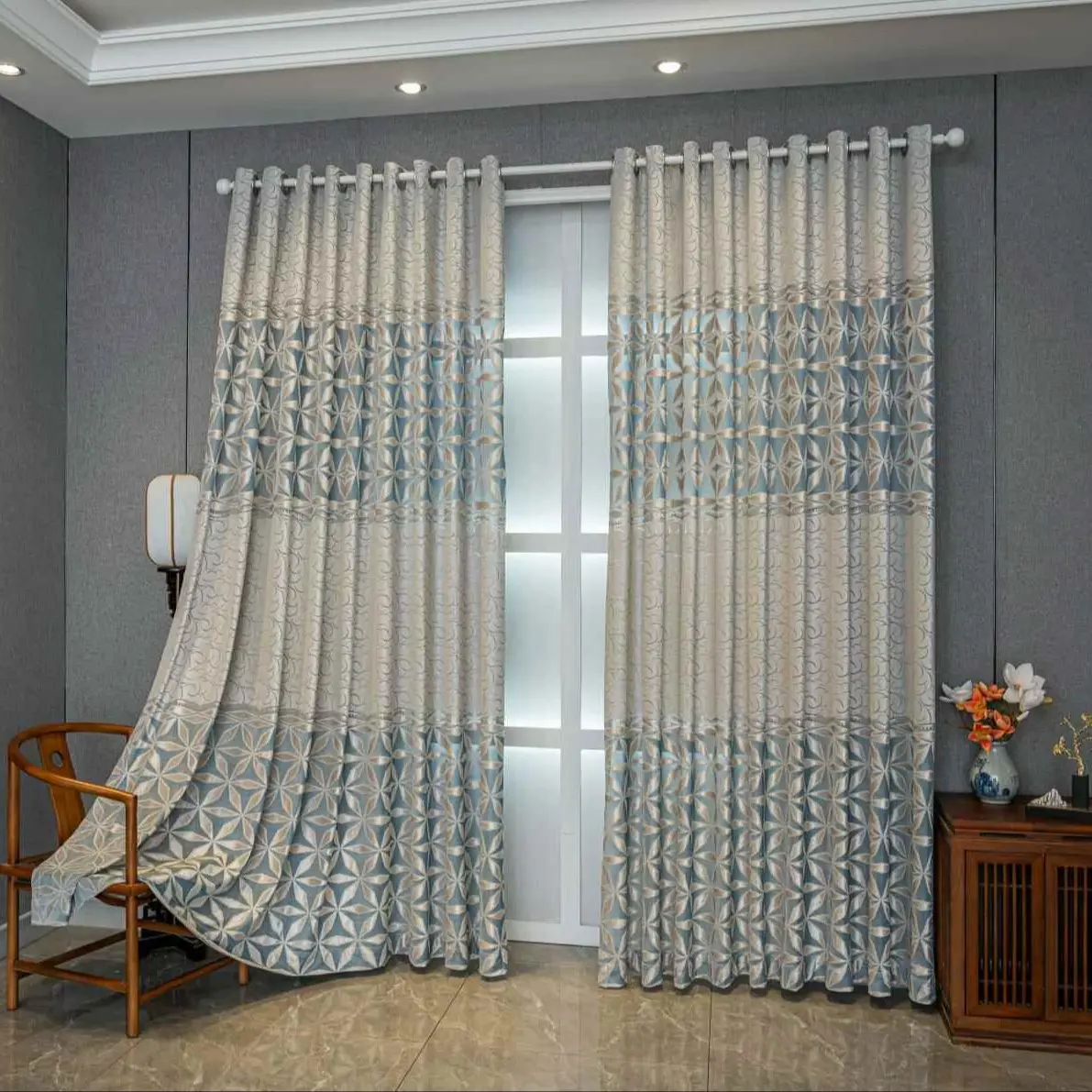 The 2pc exquisite hollowed-out design finished curtains, are suitable for a light luxury, modern and simple style. They are ideal for living rooms, balconies, bedrooms and dining rooms Home Decoration Window Curtains Home Decorative Curtain