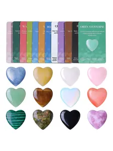 12 PCS Heart Crystals Healing Stones 1 inch Hearts Natural Gemstones Polished Finish Bulk Heart Shaped Crystal Stone Set Spiritual Crystals Unique Crystals Rose Quartz Amethyst Reiki Meditation Gifts