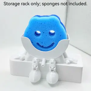 Smiley Face Drain Sponge Holder, Creative 3D Printed Leg Design, Quick Drying Anti-Mold Kitchen Organizer, Bathroom Organization, Ideal for Sink Countertop, Bathroom Accessories