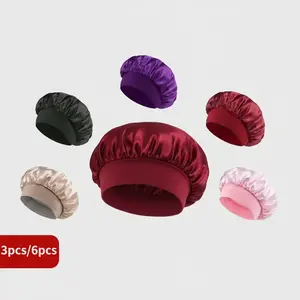 Luxury Satin Sleep Cap Set, High Elasticity Wide Band Headband, Hair Protection Silk Hat for Women & Men, Comfortable Home Use, Hair Care Cap