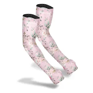 FARMER'S DEFENSE Gardening Arm Sleeves | UV Cooling Protective Sleeve Women & Men | Anti-Scratch Cover Sun UPF Outdoor Protection - Defeat Breast Cancer Carnation's