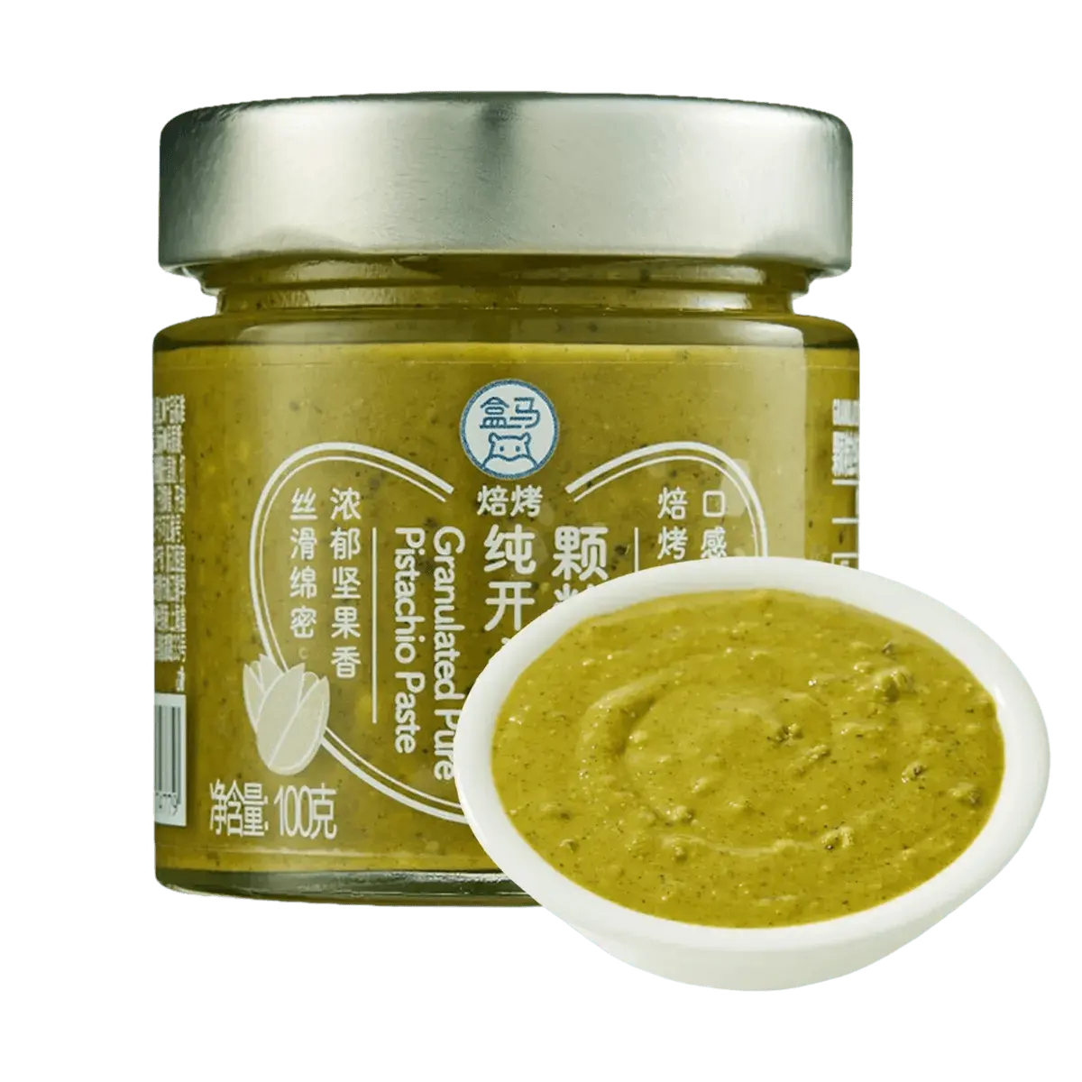 FRESHIPPO Pistachio Paste 3.53oz - Pure with Crushed Kernels, For Bread Yogurt Ice Cream, Premium Spread