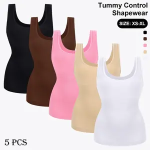 Women's Tummy Control Shapewear Tops - Backless Shirt-Style Tank Tops with Smoothing Waist & Abdominal, Sleeveless Layering Garment for Postpartum, Gym, or Casual Attire (No Underwire, Machine Washable)