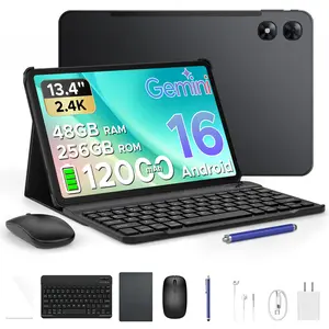 Pockam P13 Pro 13.4 Inch Large Tablet, Android 16 Tablets, Gemini AI, 120Hz, 48GB RAM+256GB ROM, 12000mAh/18W, T7280 Octa-Core, 4G Dual SIM, OTG, 16MP, Face ID, 5G WiFi, Tablet with Keyboard Stylus