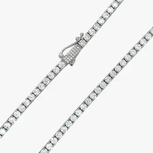 3mm Diamond Tennis Necklace in White Gold
