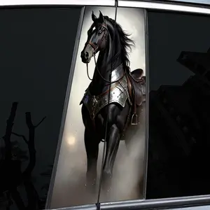 2Pcs Dark Horse Car B Pillar Sticker - Soft Light, Lightning - Durable PVC Sticker, Car Pillar Sticker, For Vehicle Windows, Walls and Glass - Modern Car Lovers Decoration, Car Stickers, Car Decals