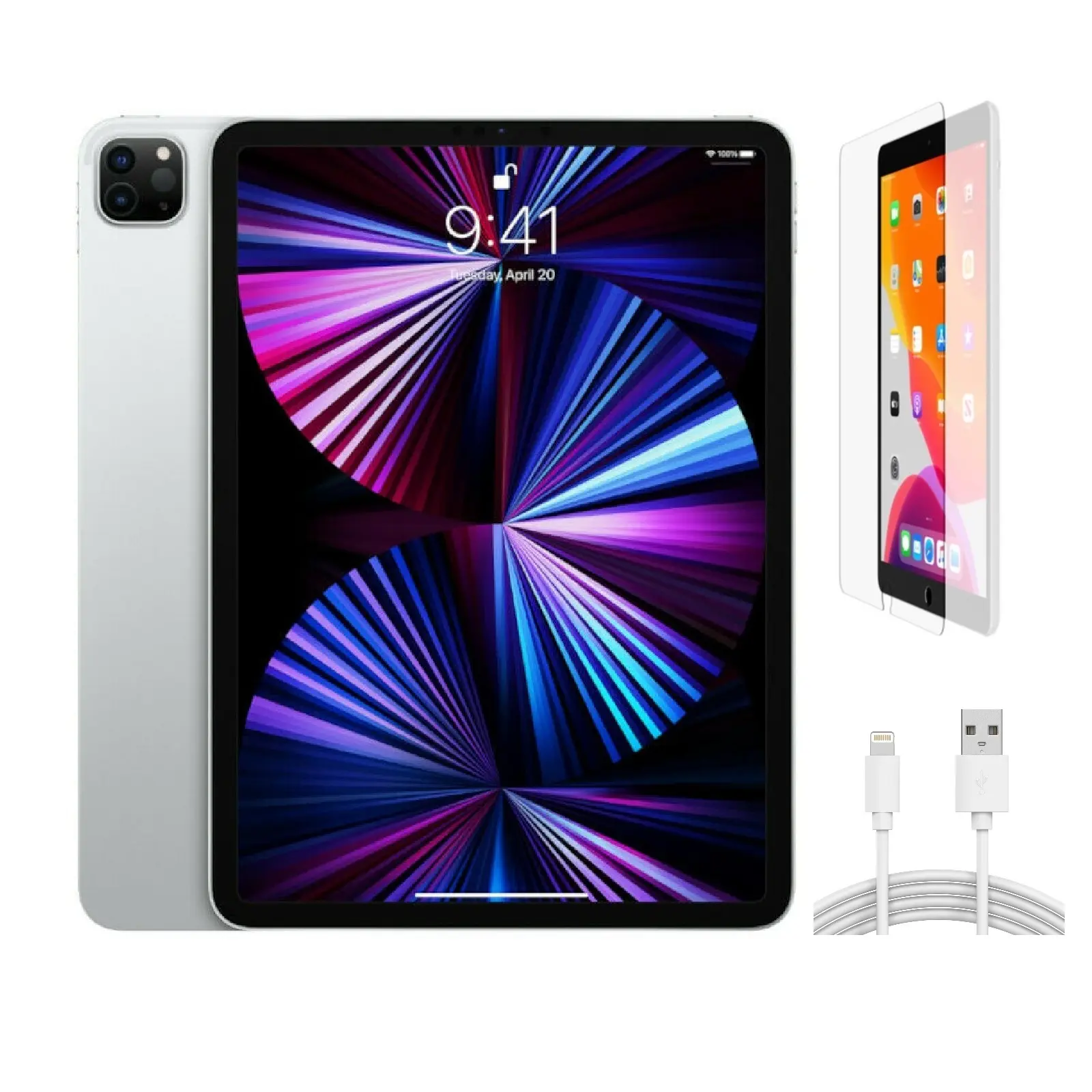 Refurbished iPad Pro 11"  (Unlocked)-Excellent Condition (WiFi + Cellular) with Tempered Glass Screen Protector & 1 Year Warranty(2021)