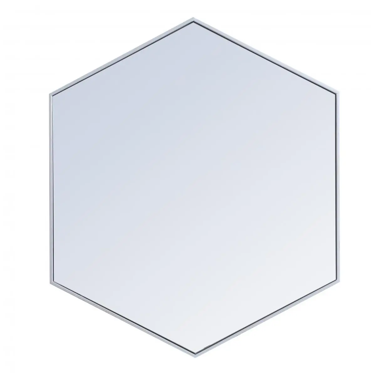 212 MAIN Eternity Series Beveled Edge Glass Hexagon Decorative Mirror, 41 in. Silver Metal Frame, Wall-Mount Bathroom Mirror, 40.125x34.25x0.16 in. for Home Use, Decorative Mirror Bathroom Mirrors