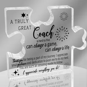 Coach Gifts for Women Men - Coach Thank You Gifts for Basketball, Baseball, Soccer, Volleyball, Coach Appreciation Birthday Gifts from Team, Inspirational Acrylic Puzzle Sign Desk Decor Signage