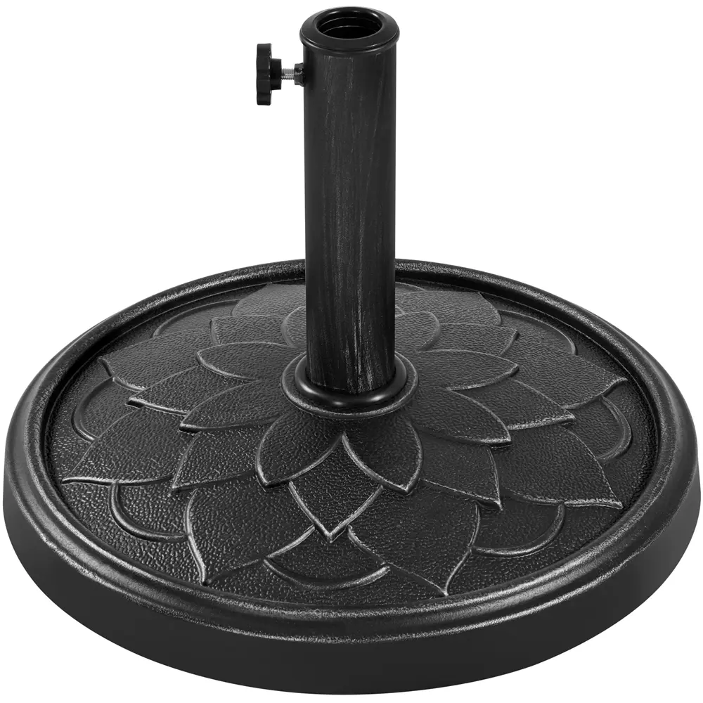 Yaheetech Sturdy Heavy-Duty Iron Patio Umbrella Base Stand, 18in Dia. Round Backyard Stand with Flower Petal Pattern, Adjustable 20/26.5 lb All-Weather Outdoor Base for Restaurants, Weddings
