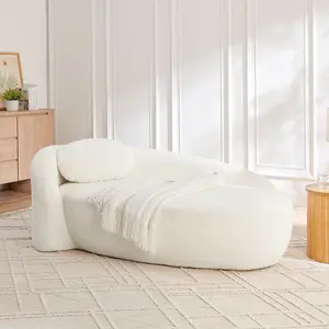 Modern Oval Lounge Chair with Integrated Backrest, Side Armrest & Pillow, Compact Single Lazy Sofa for Living Room, Bedroom, Apartment