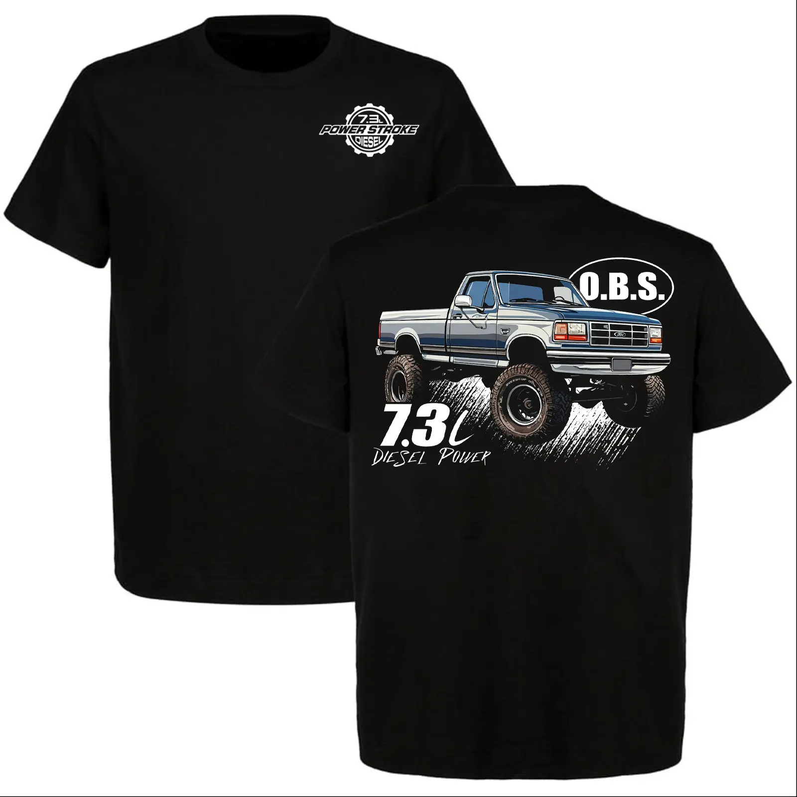 7.3 Powerstroke Diesel Truck Shirt, Classic Ford Lifted Pickup Tee, Old Body Style Trucker Graphic T-Shirt for Men Gift USAClothing, Streetwear, CasualWear