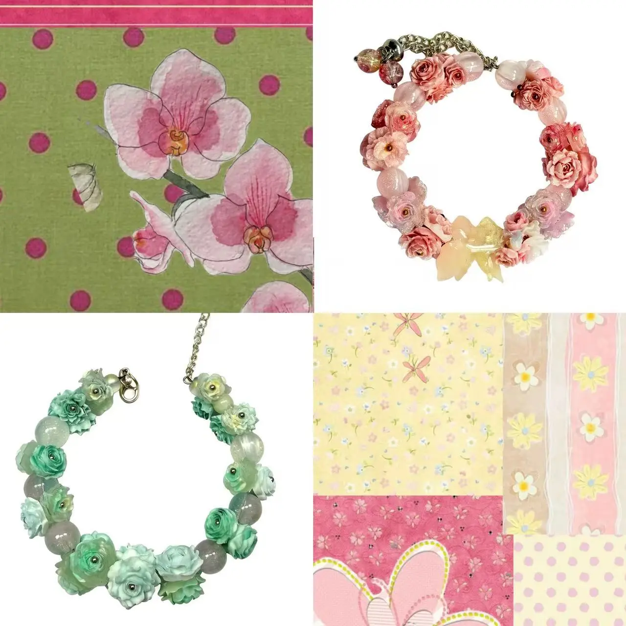 Her Apex 3D Floral Charm  Set - Women's Adjustable Y2K Rose Charm  with Healing Agate, Jade, Feng Shui Elements, Personalized Sparkling Design, Ideal Gift fashion jewelry gift idea 50 percent off friendship bracelets money attraction exquisite high