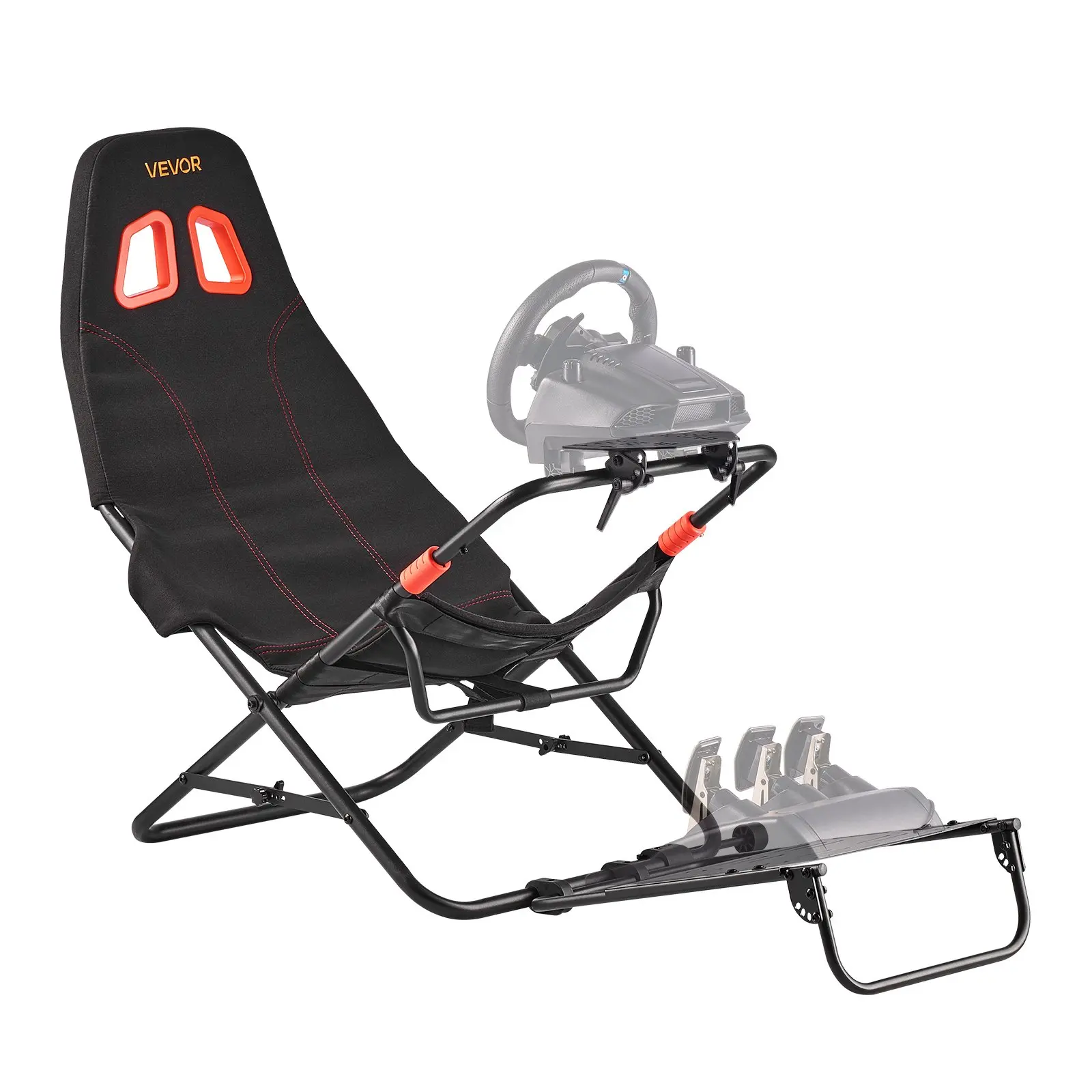 VEVOR Portable Gaming Racing Chair Wheel Stand, Foldable, Adjustable Steering Sim Wheel Stand, 18.5 in Seat Inner Width, Compatible with Logitech G923/G920/G29, Thrustmaster T248P, Fanatec, Hori, Mad Catz, Black