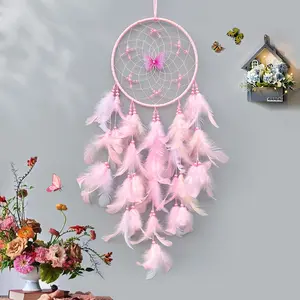 Butterfly Crystal Dreamcatcher, Handmade Wind Chime Hanging Decor, Feather Dreamcatcher, Creative Birthday Gift, Room Decoration