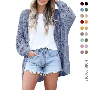 Danedvi Women's Plus Size (XS-3XL) Crochet Knitting Cardigan Sweater - Boho Style, Breathable Batwing Shawl, Oversized Open-Front Summer Outwear