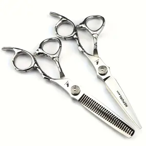 6.0 Inch High-End Crocodile Handle Hair Cutting Scissors, Thinning Shears, Stainless Steel, Ergonomic Design, Right Hand, Unisex Home Use, Salon Equipment