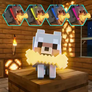 2026 - 3D RGB Printing Handmade Pixel Wolf LED Night Light with Glowing Bone and RGB Collar Stylish Room Decor Christmas and New Year Gift ldea