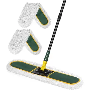 24 Commercial Dust Mop For Floor Cleaning, Heavy Duty Large Mop With Replacement Mops Pads, Industrial Duster Floor Wet Dry Broom For Cleaning Office, Garage, Hardwood, Warehouse (Green, 24 mop)