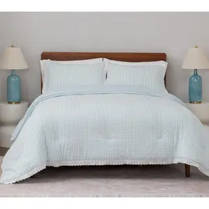 Berkshire Gingham Comforter & Sham Set with Lace Trim- Twin
