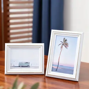 Simple Blue Plastic Photo Frame, Rectangular Frame, 5/6 Inch Design, Wall Hanging & Tabletop, Suitable for Bedroom Living Room Decor, Home Decor Accessory