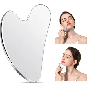 Silver Stainless Steel Facial Gua Sha Tool - Metal Guasha Massage Scraper for Skin Tightening, Multi-Functional Beauty Accessory for Face, Eyes, Neck & Body