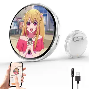 Digital Badge, Electronic Smart Badge, USB Rechargeable, LED Illumination Name Tag, 1.7 Inches Compact Size, 360x360 Resolution, Fan Event Ready