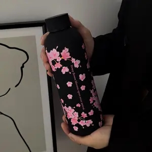500ML Insulated Cup, Japanese Cherry Blossom Tumbler, Romantic English Slogan, Aesthetic, 304 Stainless Steel, Ideal Birthday Gift, Flasks, Drinkware, Bottles