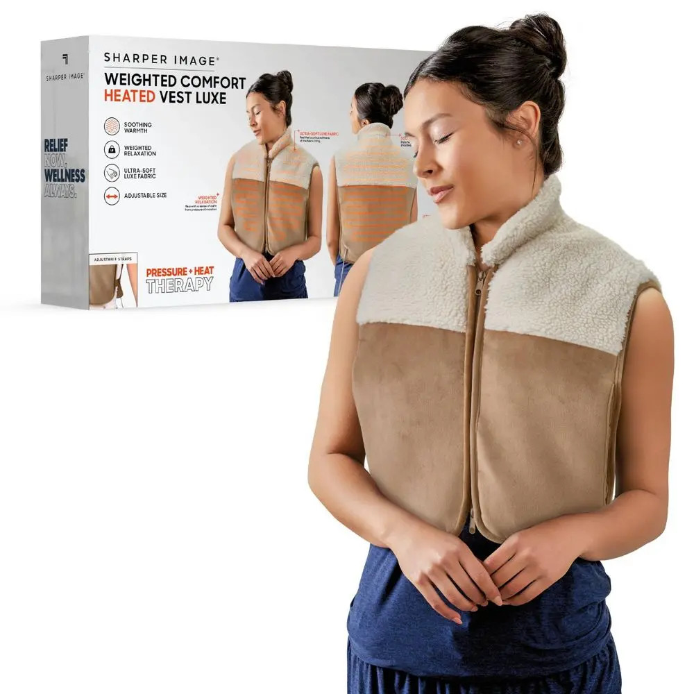Sharper Image Pain Relief Weighted Comfort Heated Vest Luxe, Smooth, Plush