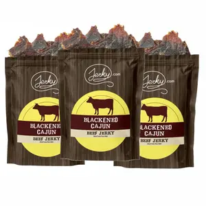 3 Pack - Blackened Cajun Flavored Beef Jerky - All-Natural, No Added Preservatives, High Protein Dried Dry Meat Snack - 7.5 oz.