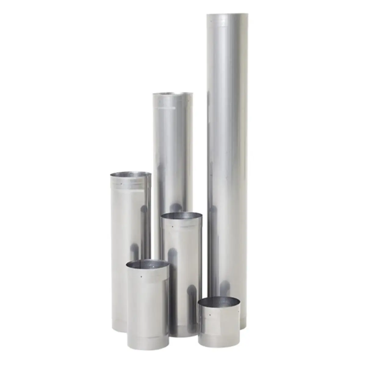 Rhino Rigid 304L Stainless Steel Chimney Liner, 10 x 48 in., with Adapters for Round Steel Pipes, Round Pipes