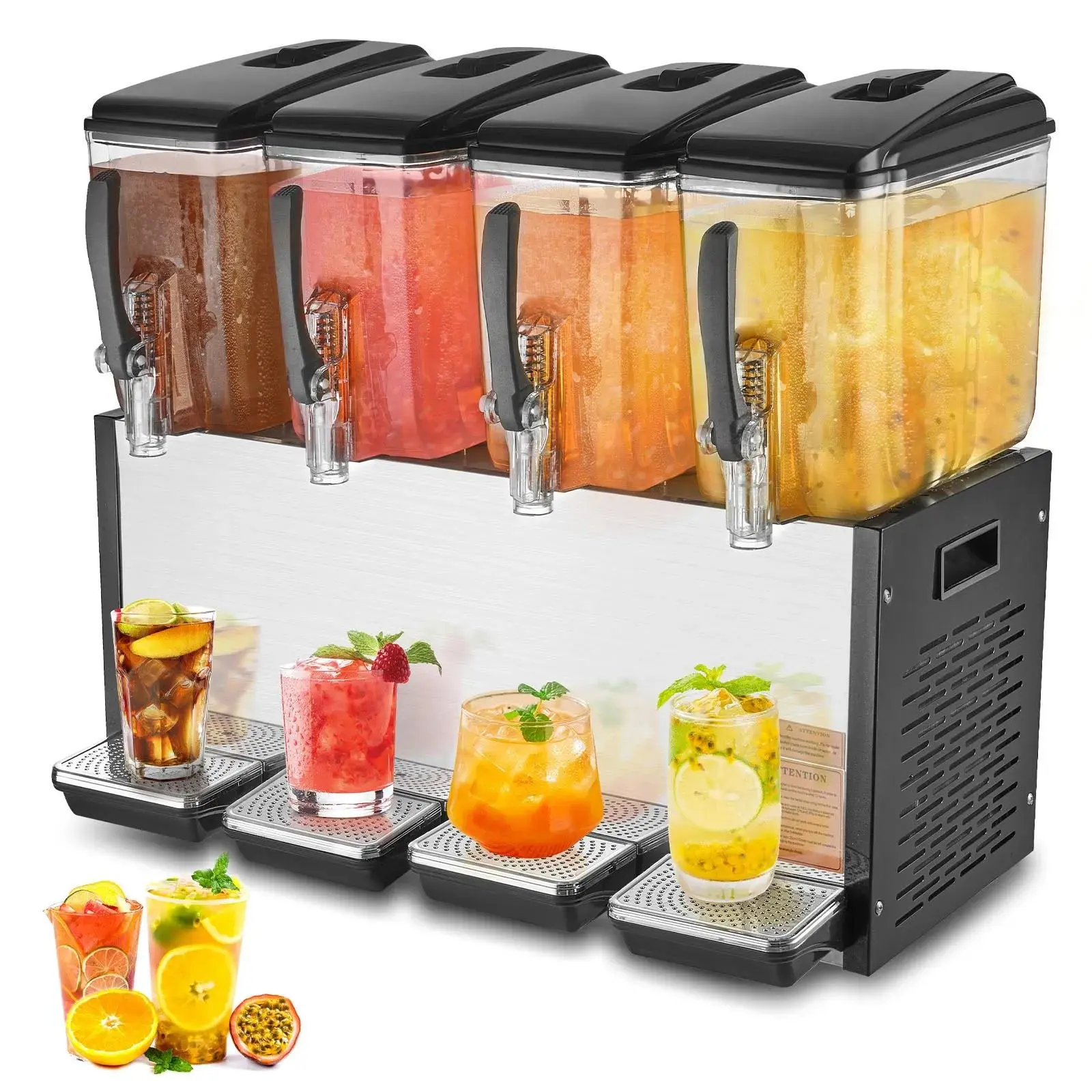 【Summerfinds】VEVOR Commercial Beverage Dispenser 12L x 4 Tanks Cold Juice Ice Drink Dispenser