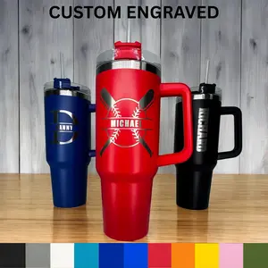 40oz Custom Engraved Tumbler with Handle and Straw – Insulated Stainless Steel, Personalized Gift, Your Design, Your name,Custom Travel Mug