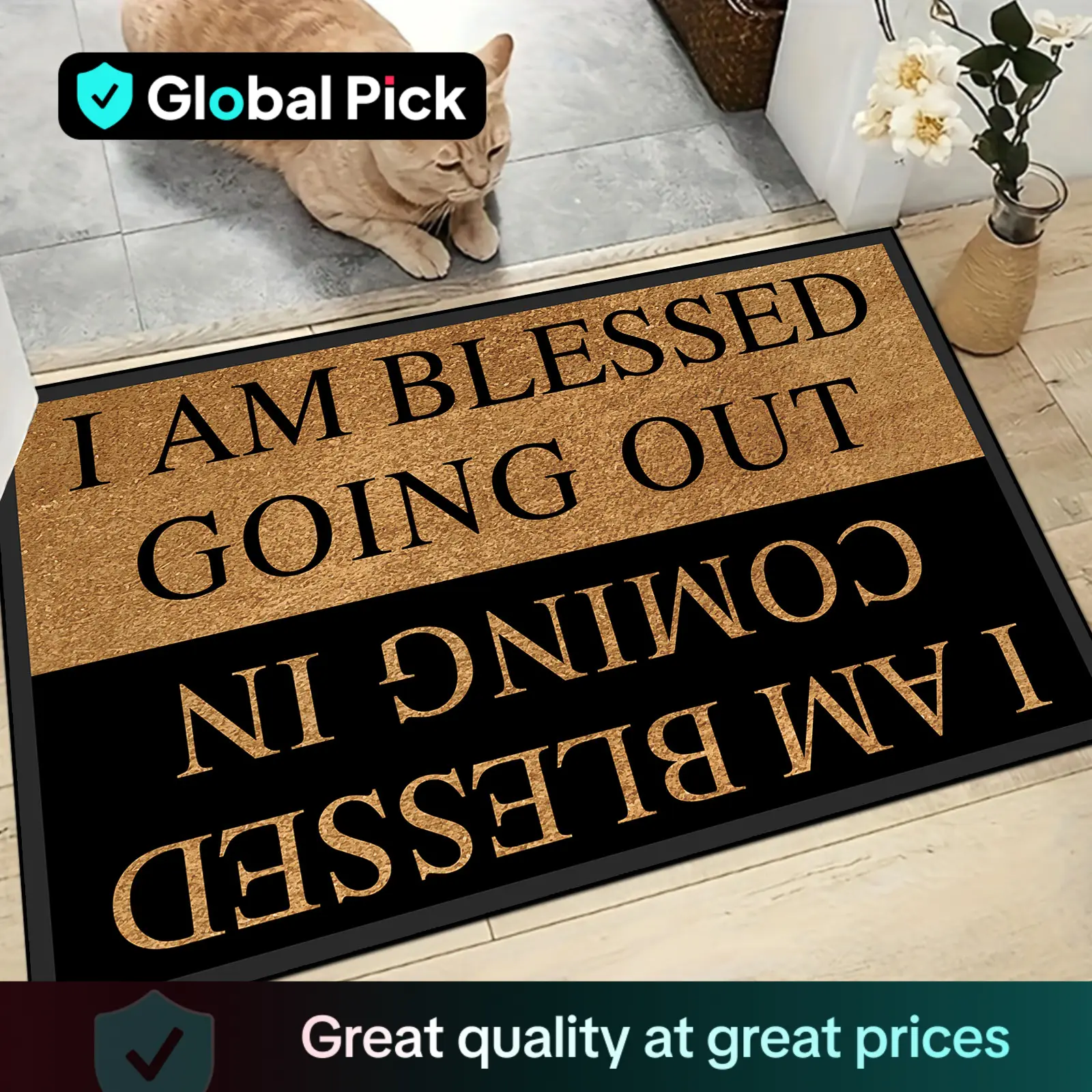 Letter Patter Door Mat, 1 Count Water Absorbent Door Entrance Mat, Decorative Carpet for Home Living Room Bedroom