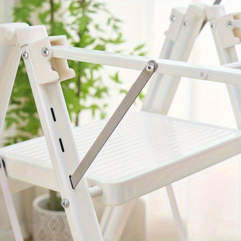 White Lightweight Metal 3-Step/4-Step Folding Ladder - 600lbs Load Capacity, Convertible to Laundry Drying Rack, Suitable for Home & Kitchen Use