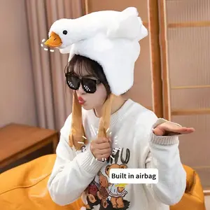 Goose-Duck Ear Jumping Soft Hat with Airbag Halloween and Christmas Costume Gift Party Accessories Animal Hats Cute Funny Hat for Adults
