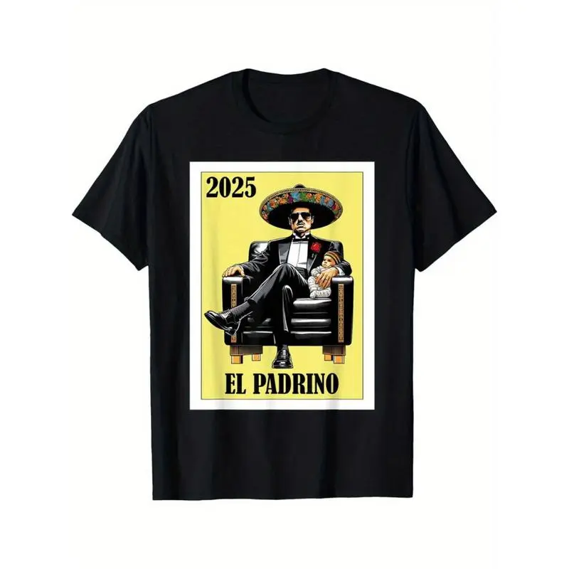 [100% Cotton]   Funny Mexican Baptism Padrino Proposal 2025 - El Padrino T-Shirt 220G Pure Cotton Single-Sided Printed Round Neck Short Sleeved T-Shirt Golf Gift T-Shirt For Men And Women