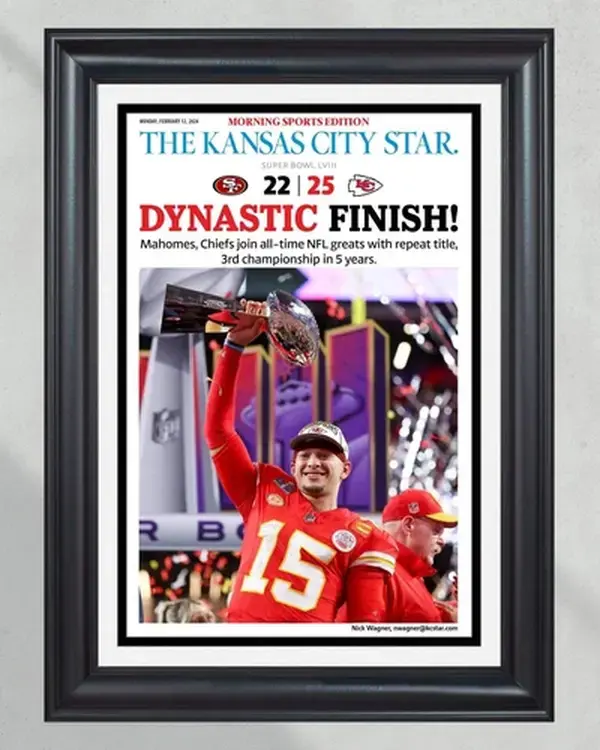 2024 Kansas City Chiefs Super Bowl LVIII Champions 'DYNASTIC FINISH' Poster Print - NO FRAME