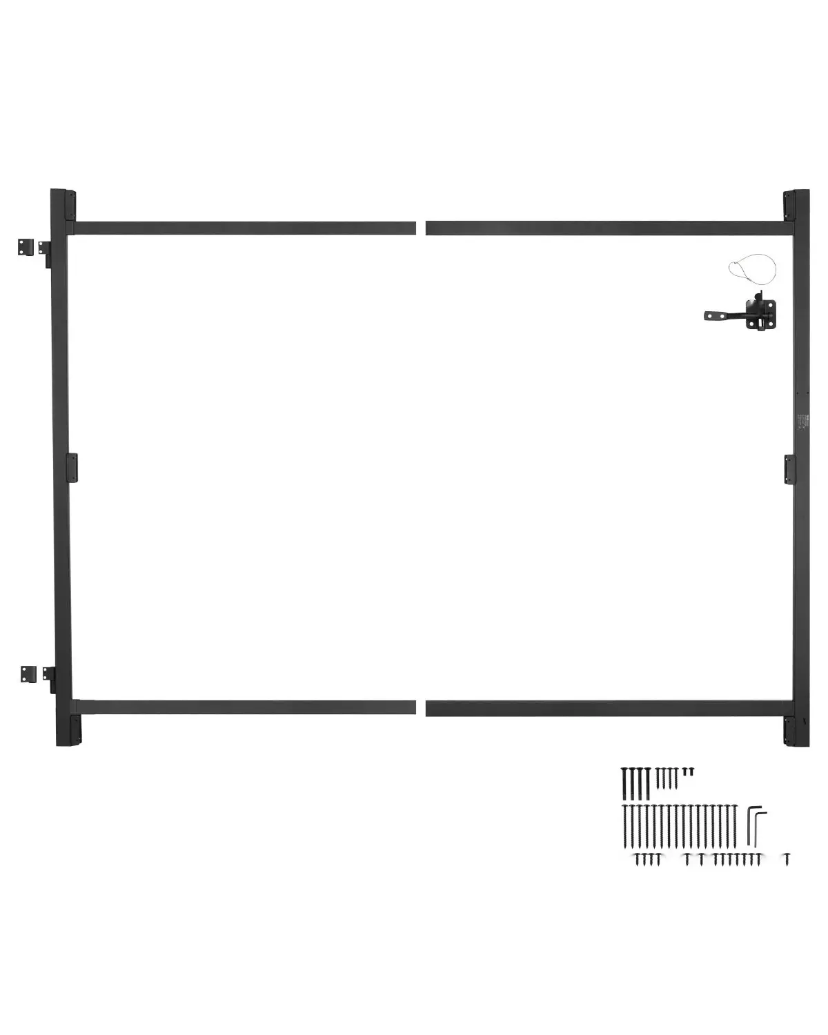 Gate Building Kit for 36 to 60-Inch Wide Openings and 6 to 7-Foot High Fences, Black Gate, DIY Metal Gate System with Hardware, Adjustable Width, Weather Resistant Construction, Easy Assembly, Suitable for Property Boundaries