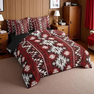 Feelyou 7-Piece Western Aztec Queen Comforter Set, Rustic Southwestern Tribal Bedding with Flat & Fitted Sheets, Bohemian Geometric Vintage Farmhouse Bed-in-A-Bag Comforters
