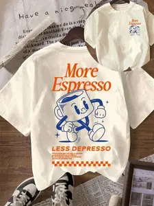 Vintage More Espresso Coffee Club Graphic Short Sleeve Round Neck Casual T-Shirt For Women Unisex