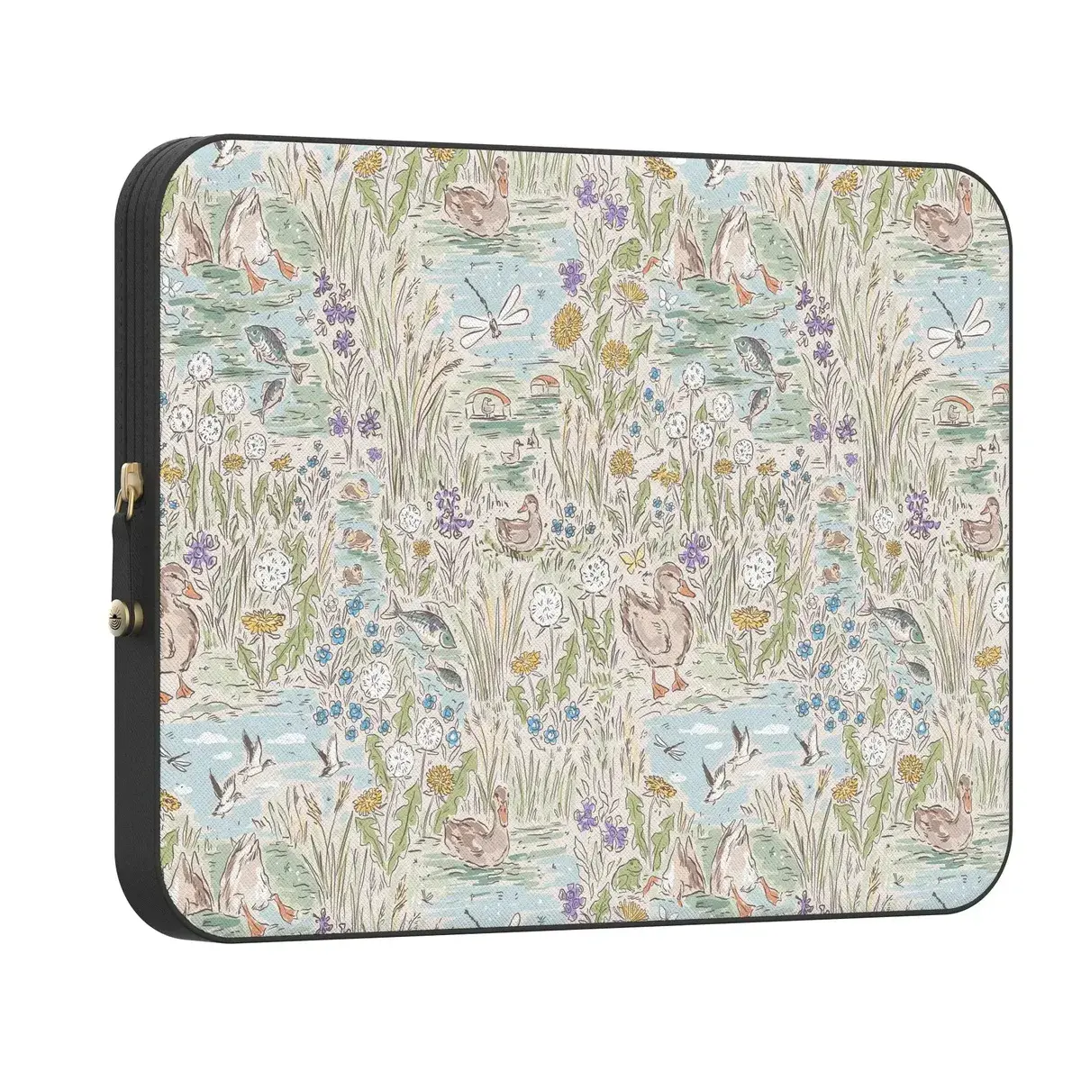 Casely PU Leather MacBook Laptop Sleeve Case - The Waddle Path Duck Pond Design, Easter & Spring Themed, for Adults, Ideal for Everyday Use