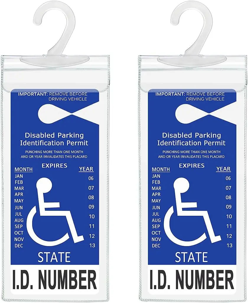 Handicap Parking Placard Holder, Ultra Transparent Disabled Permit Protective Cover with Large Hanger by Tbuymax 2 Pack (Placard is NOT Include)
