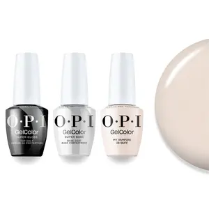 OPI Intelli-Gel Combo - Super Base Coat, Super Gloss Top Coat & E82 My Vampire is Buff, FREE Nail Sticker MO-658